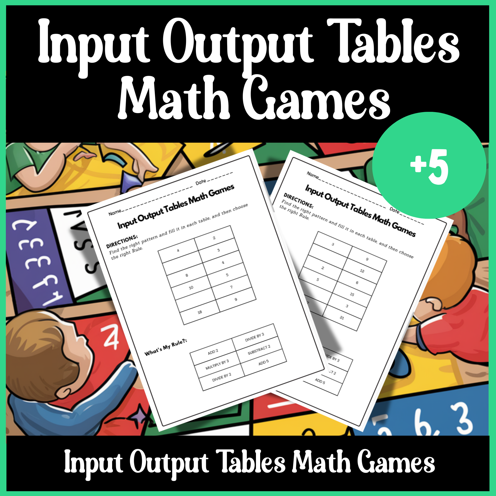 3th – 4th Grades Input Output Tables Math Worksheets